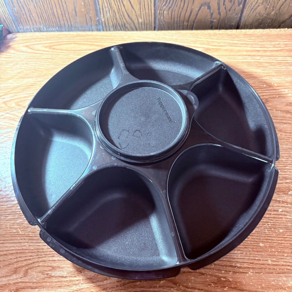 Tupperware Serving Center Set Dip Bowl w/ Seal Black Rare New